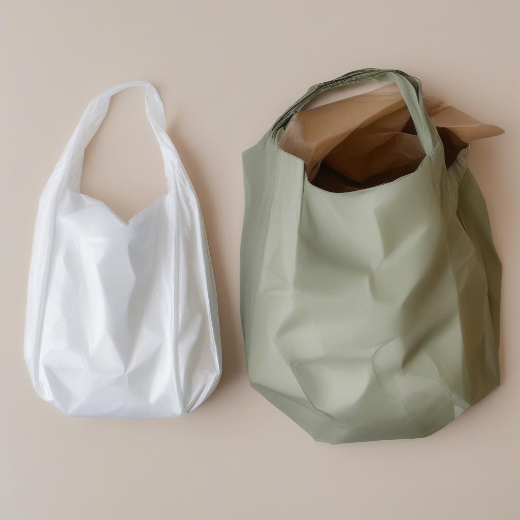 Comparison between a foldable non-woven eco bag and a plastic bag