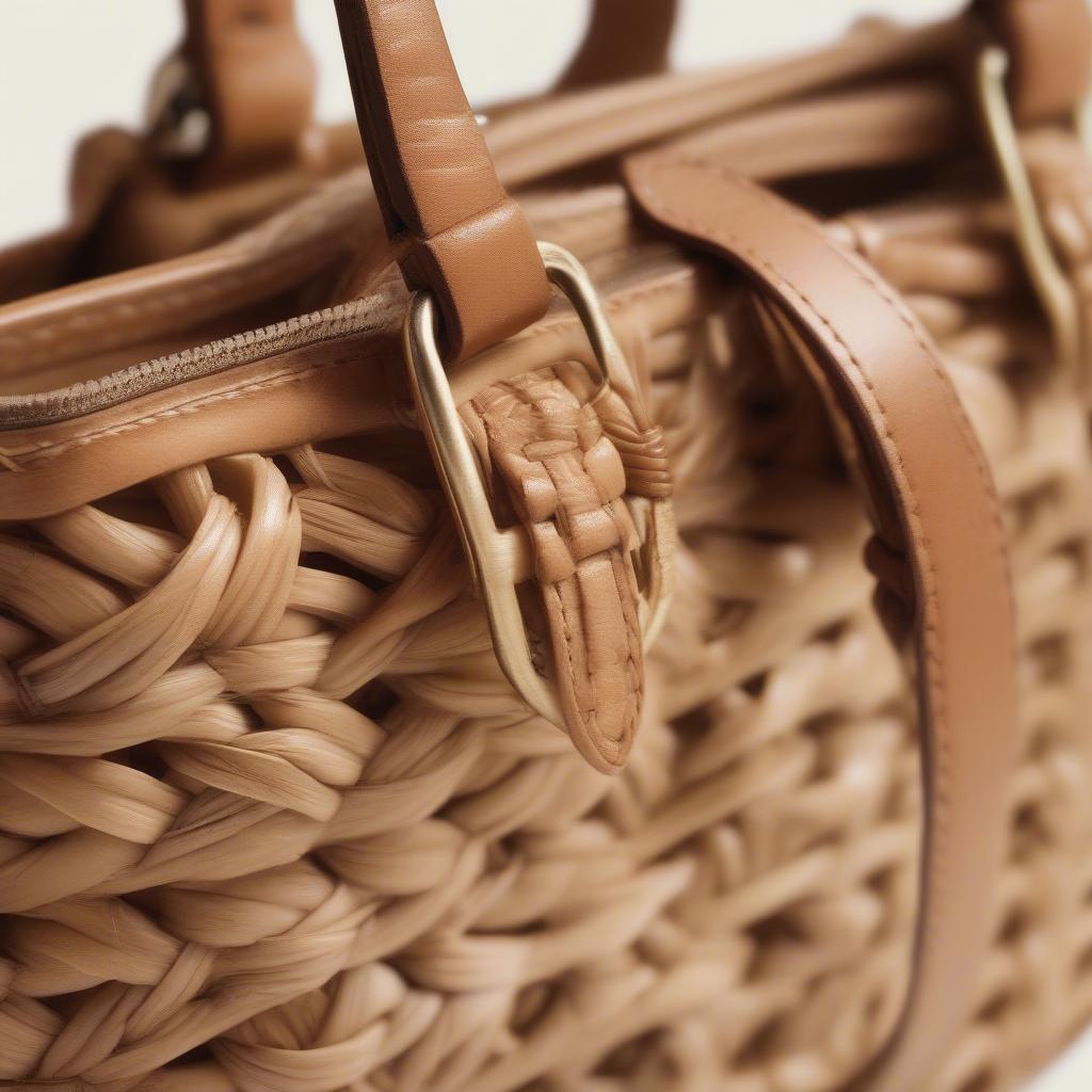 Fossil Purse Crossbody Basket Weave with Rattan Handles