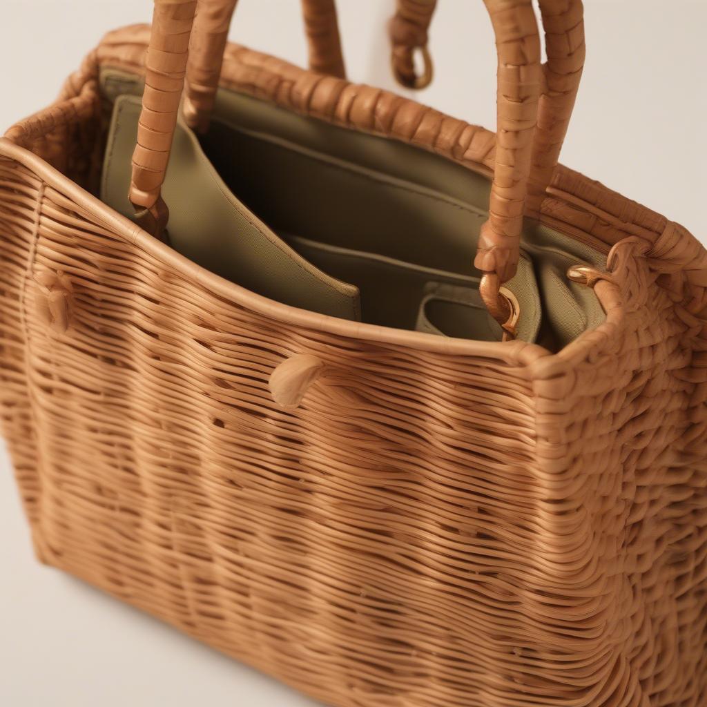 Close-up of a Francesca's Rattan Bag