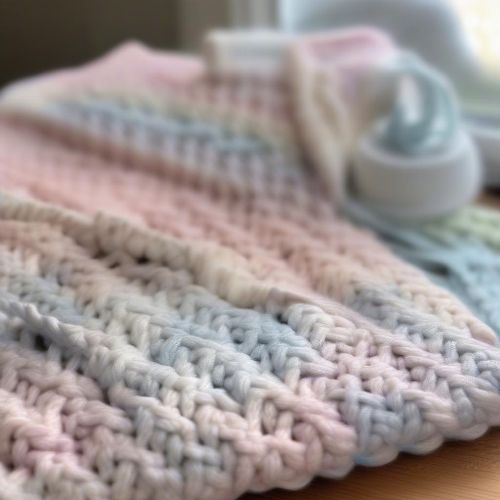 Free Crochet Basket Weave Baby Blanket Pattern in Progress