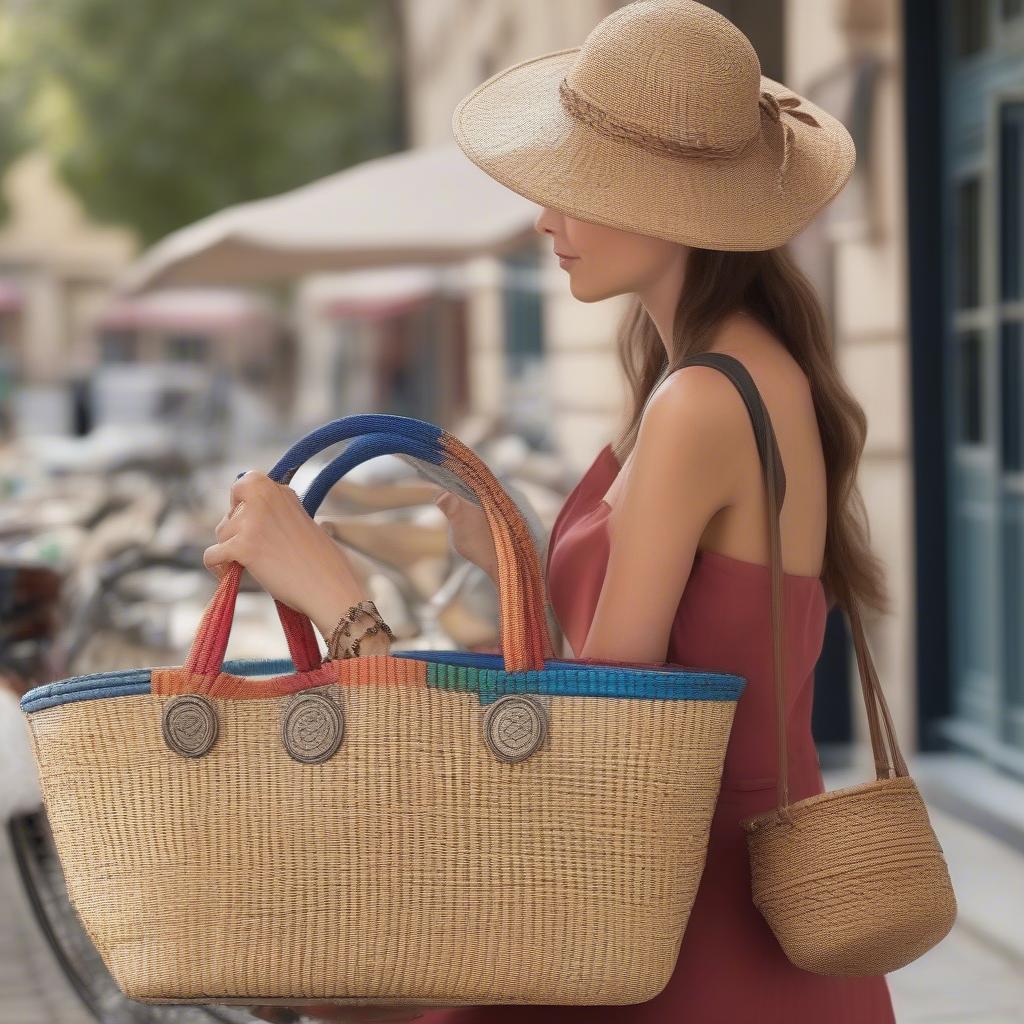 A Variety of French Woven Market Bags