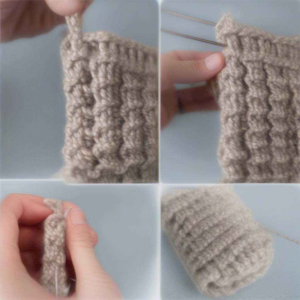 Demonstration of front post and back post double crochet stitches