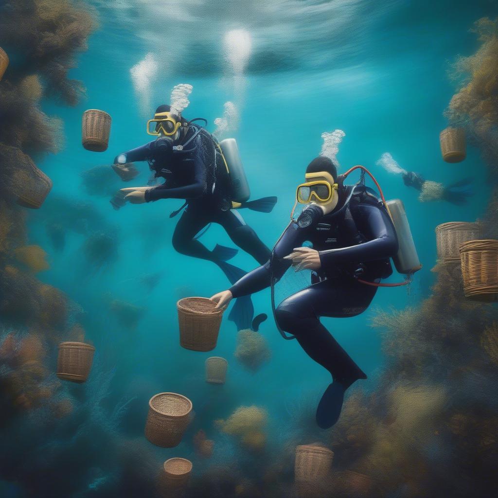 The myth of FSU underwater basket weaving, often depicted with students in scuba gear weaving baskets underwater.