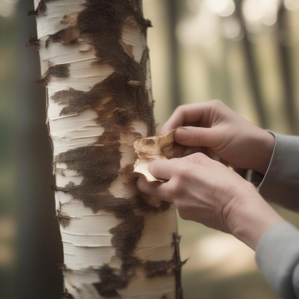 Gathering Birch Bark for Basket Weaving