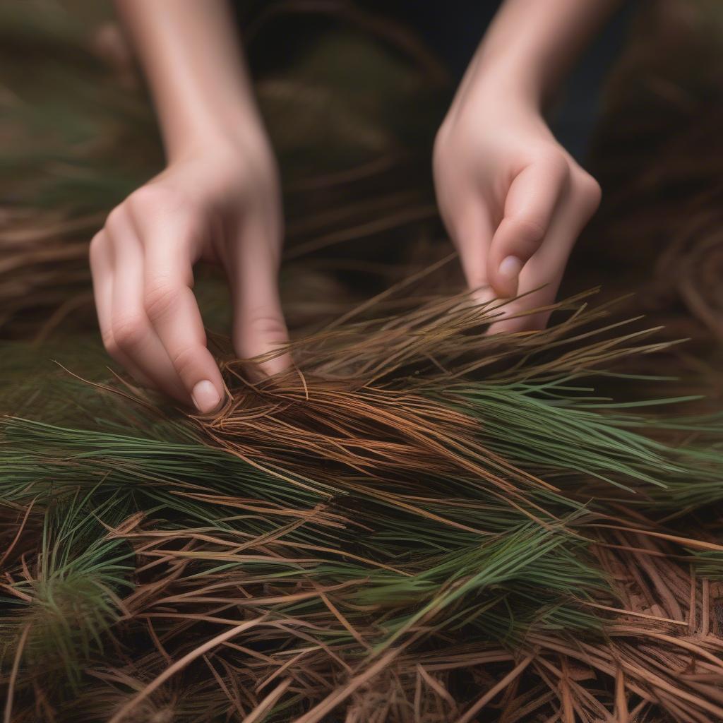 Gathering Longleaf Pine Needles for Basket Weaving