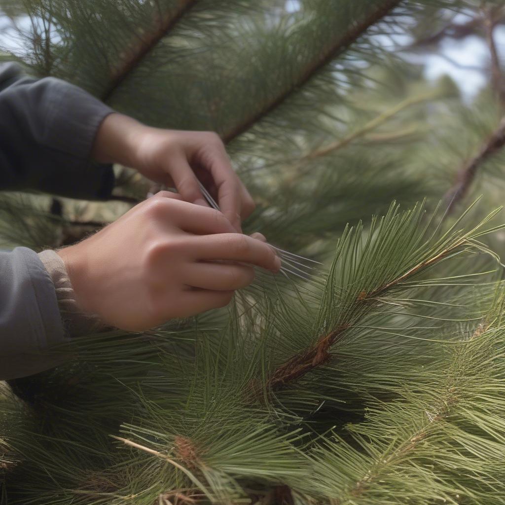 Gathering Pine Needles for Basketry