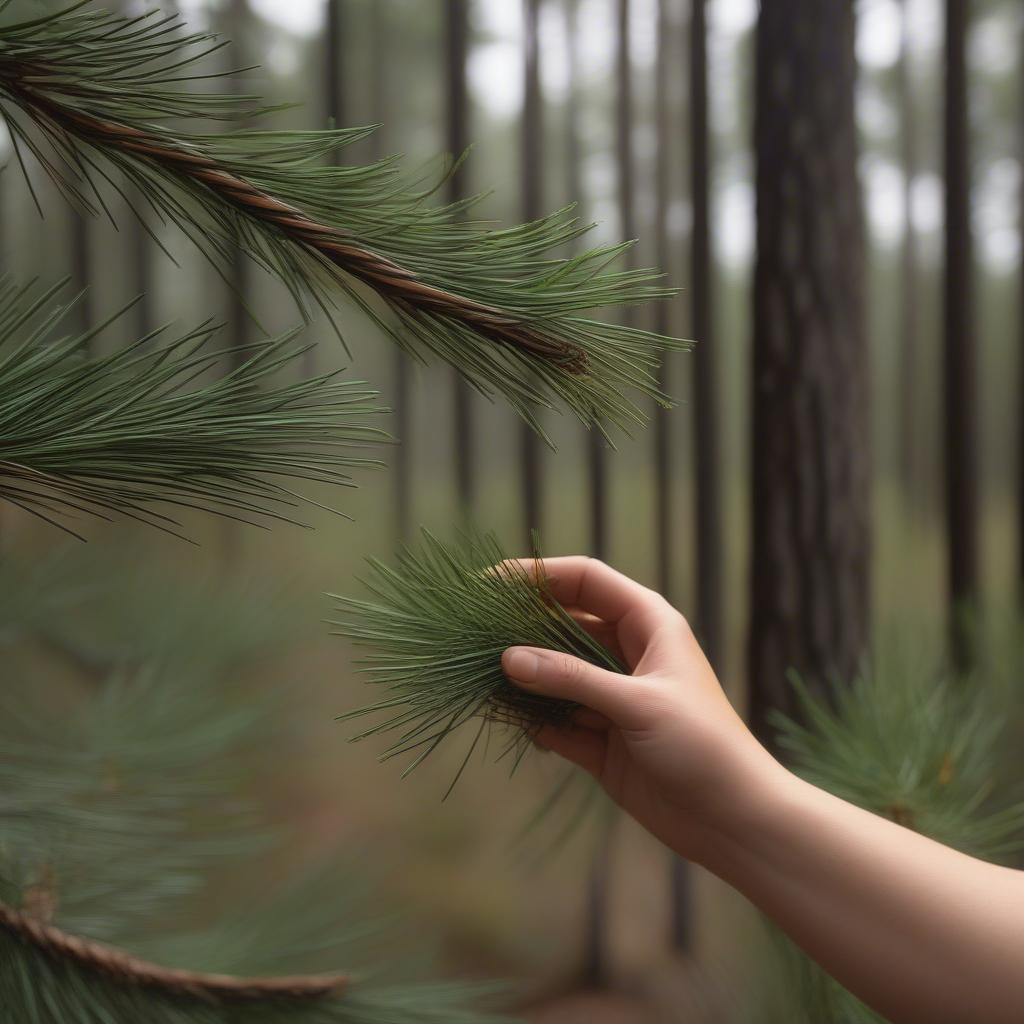 Gathering Longleaf Pine Needles for Basketry