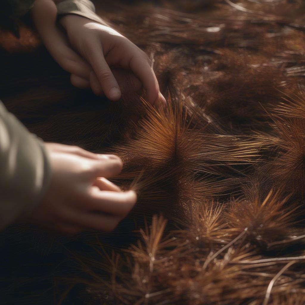 Collecting Pine Needles for Basketry