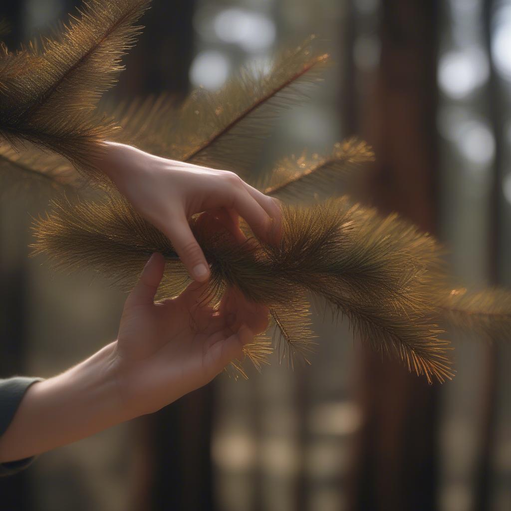 Gathering Pine Needles for Basket Weaving