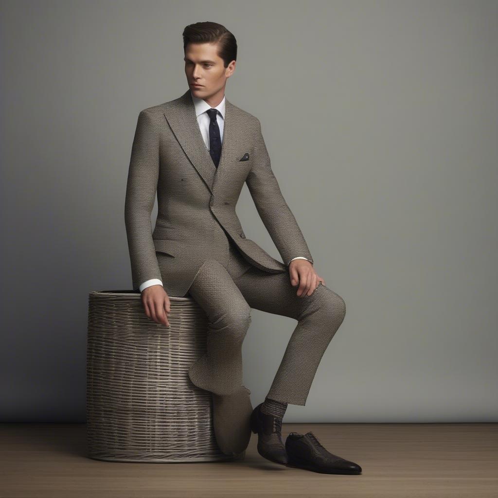 Gentleman Wearing a Basket Weave Suit