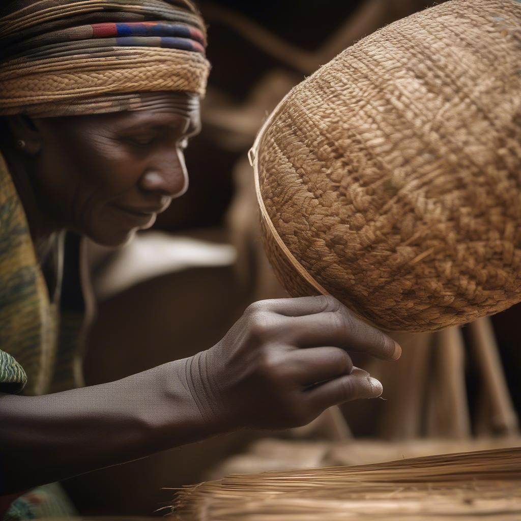 Portraits of Ghanaian basket weavers, showcasing their skill and dedication to their craft.