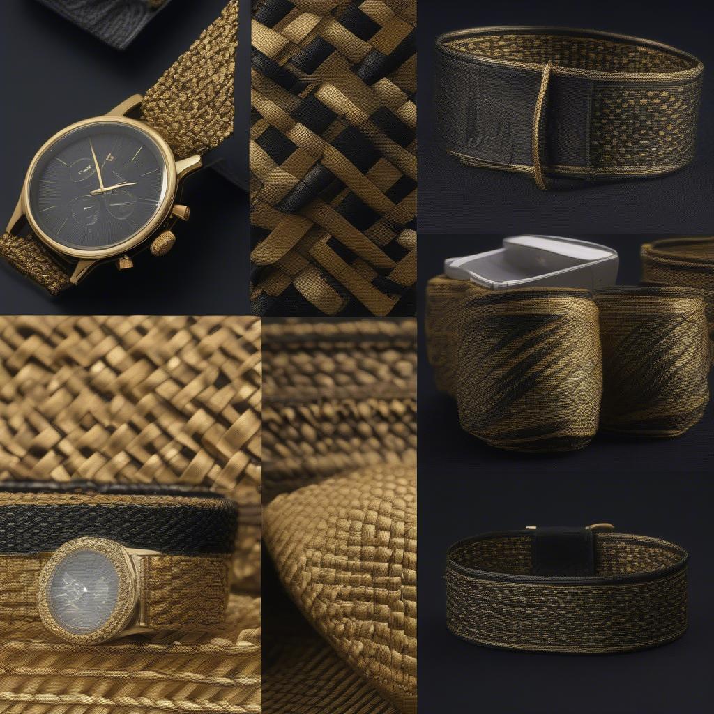 Gold and Black Basket Weave Patterns in Various Applications