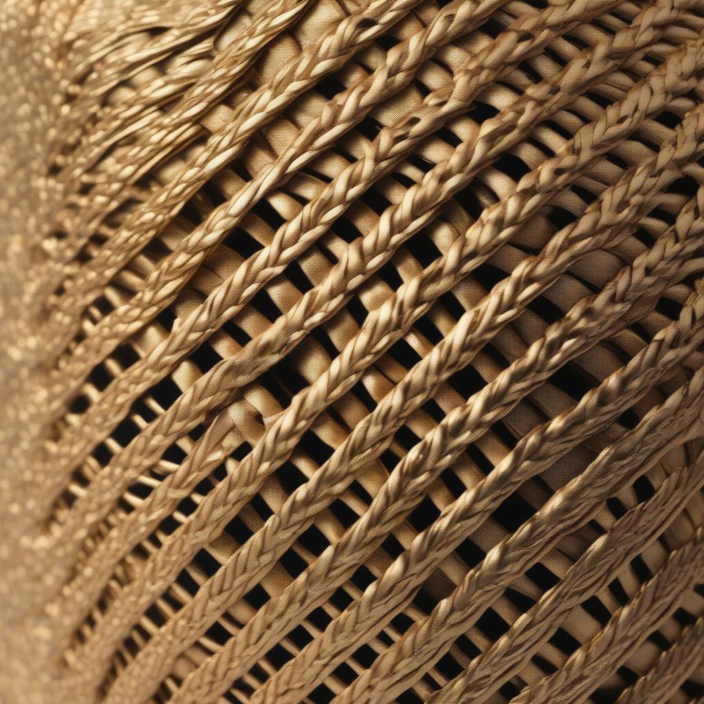 Close-up of Gold Woven Shoulder Bag Craftsmanship