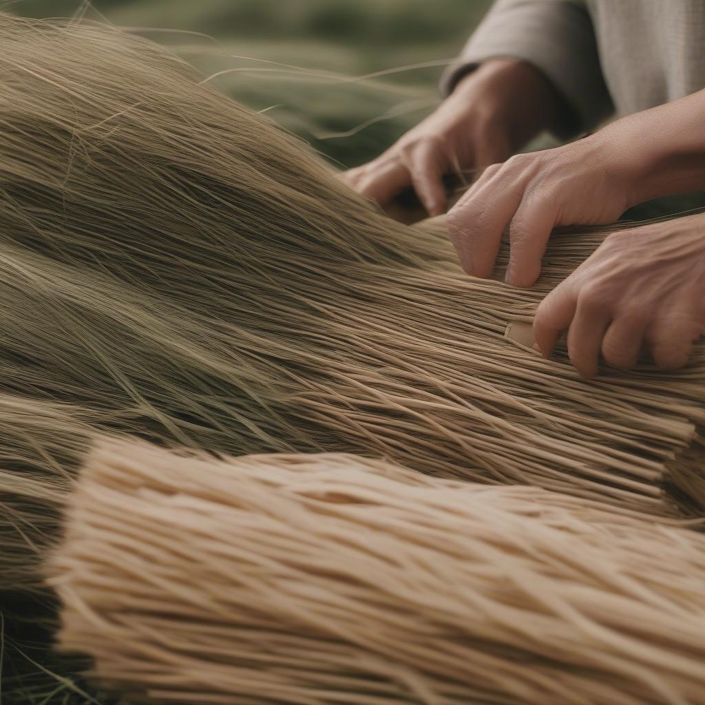 Grass basket weaving instructions for beginners: Gathering materials and preparing grass.