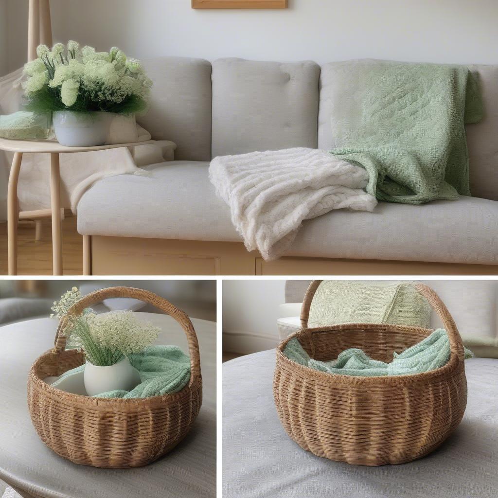 Green frost baskets used in various home decor settings, showcasing their versatility.