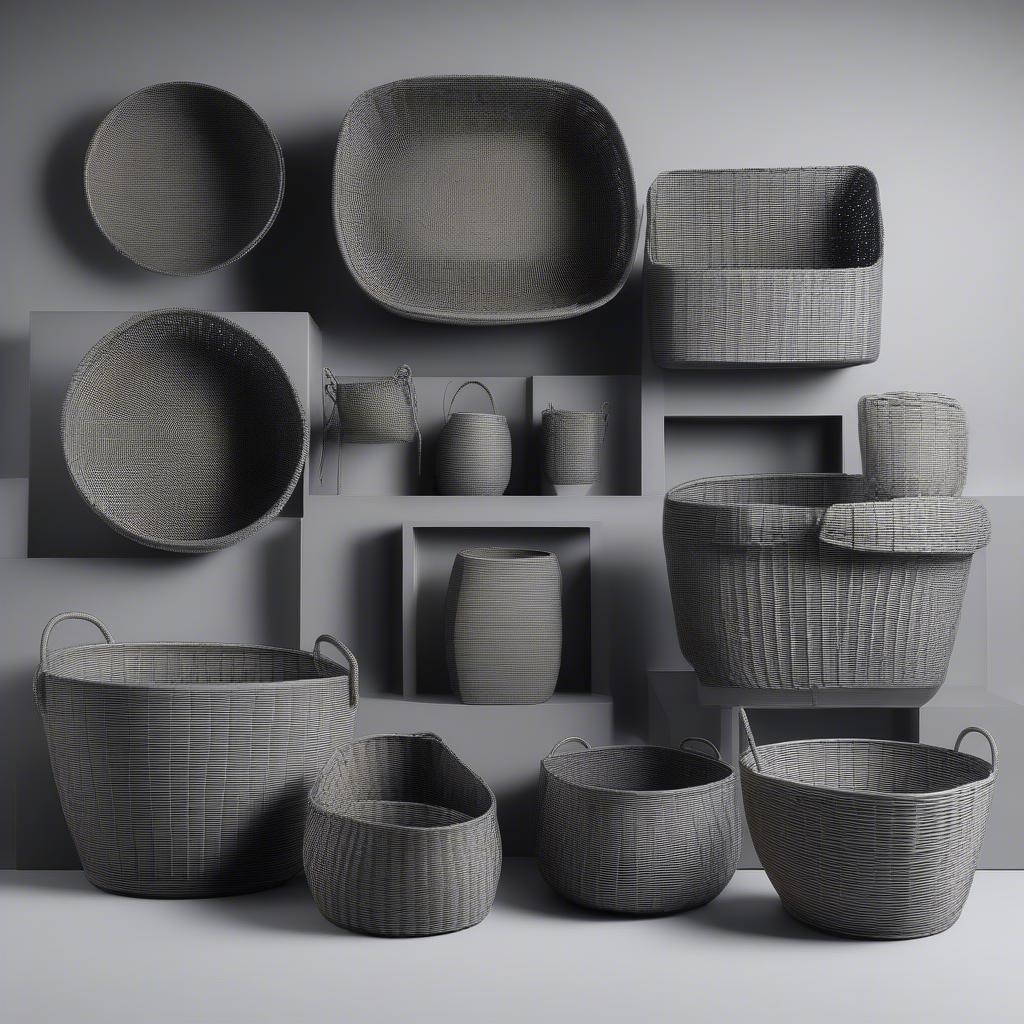 Variety of Grey Weave Baskets