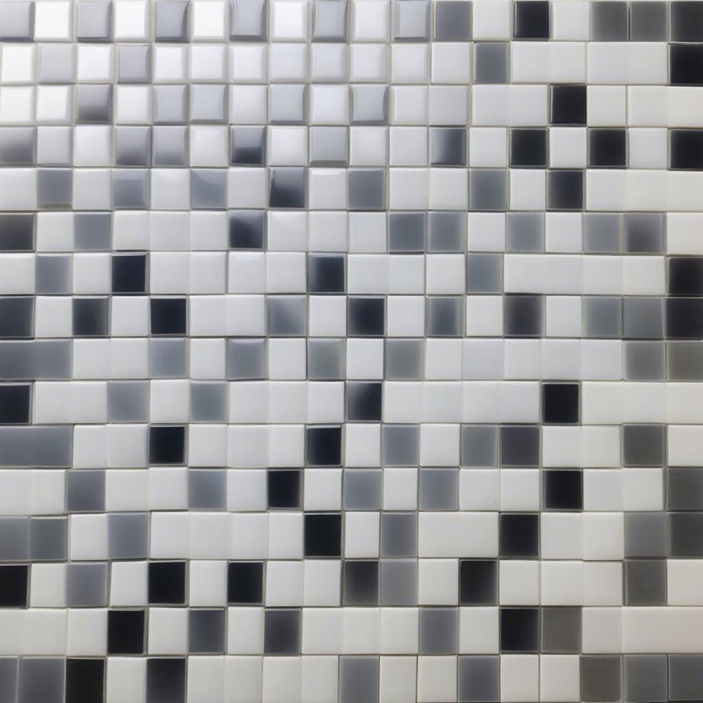 Different grout options for white iridescent basket weave tile