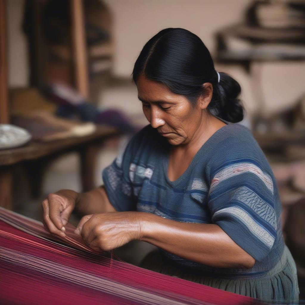 Guatemalan Artisan Using a Backstrap Loom