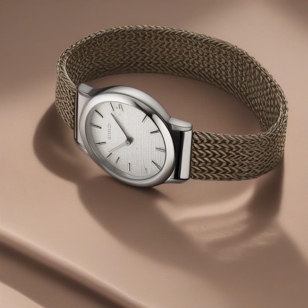 Gucci Basket Weave Band Watch worn on a wrist