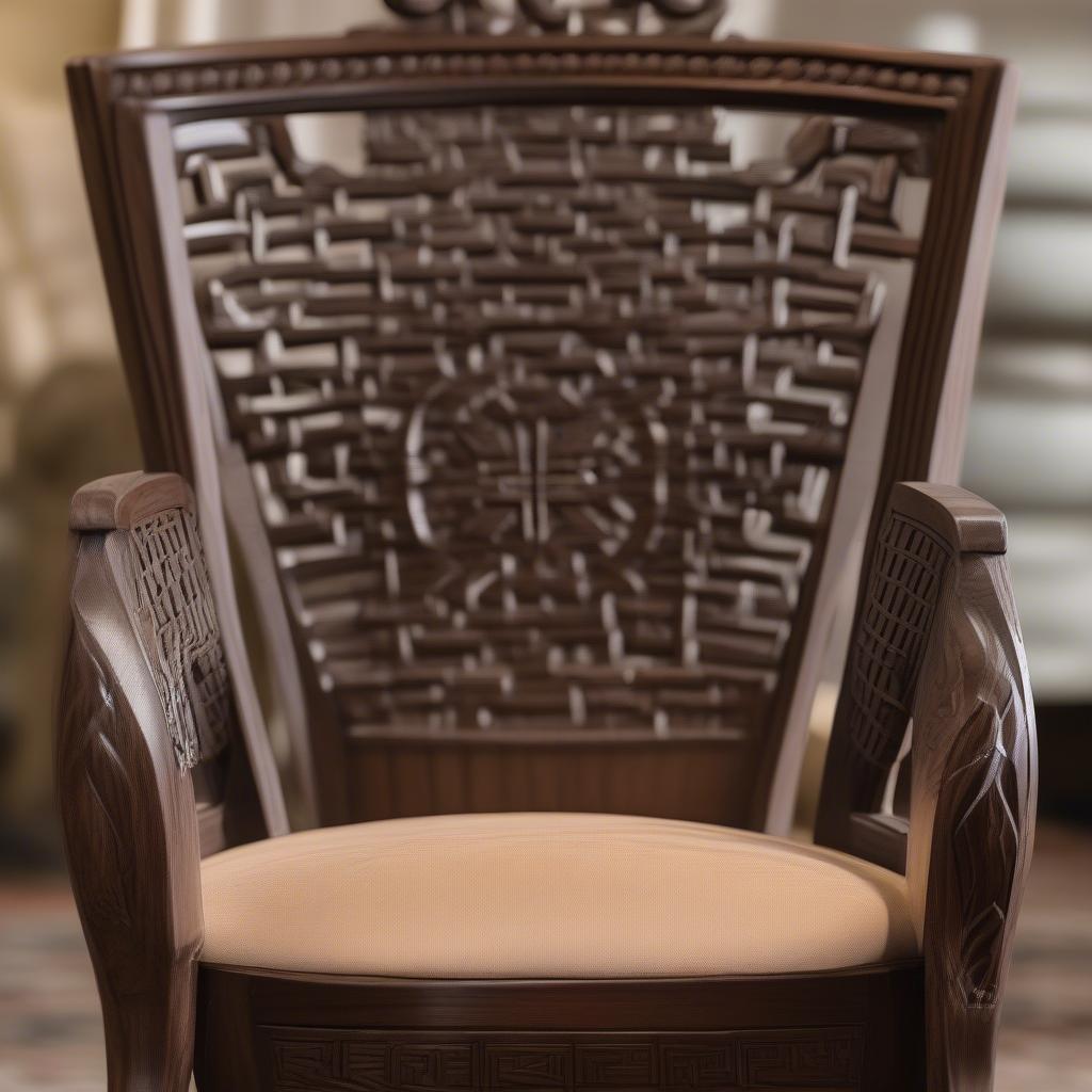 Intricate Hand Carved Basket Weave Chair