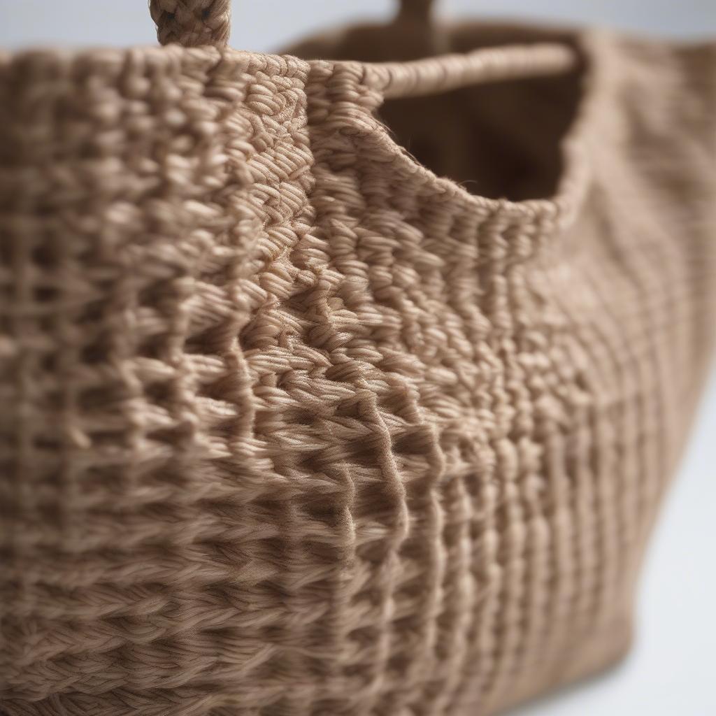 Handwoven shoulder bag made of natural fibers like jute, seagrass or rattan.