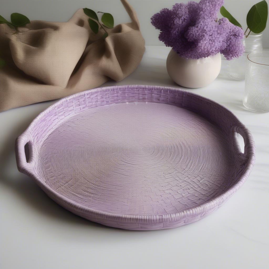 Handwoven Lilac Basket Weave Tray