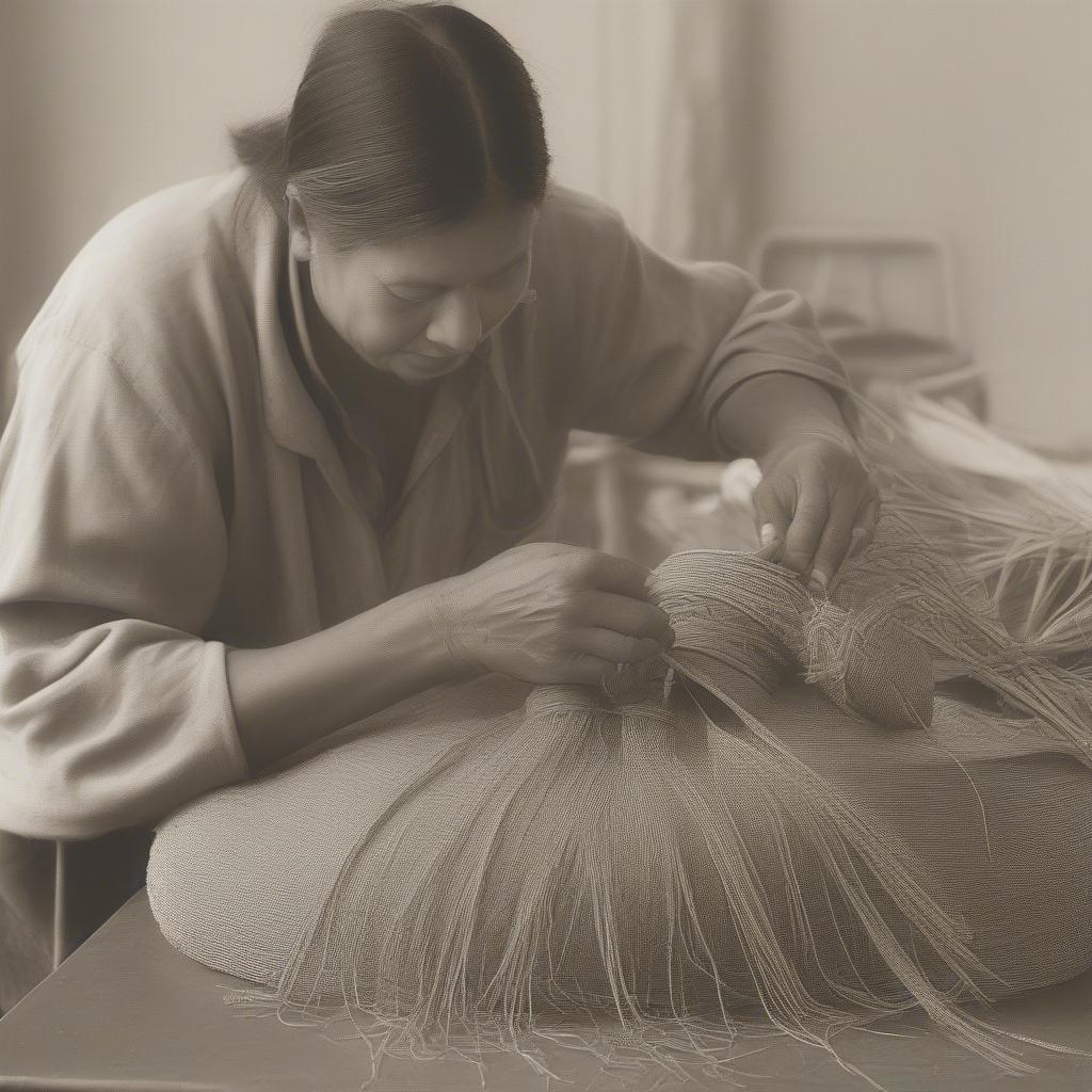 Artisan Creating a Puffy Woven Bag