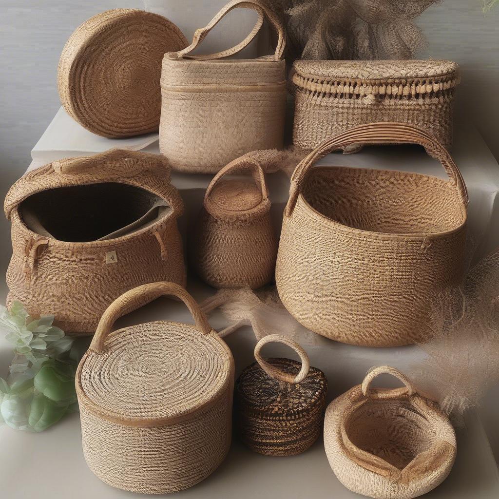 Different Styles of Handmade Round Woven Rattan Bags