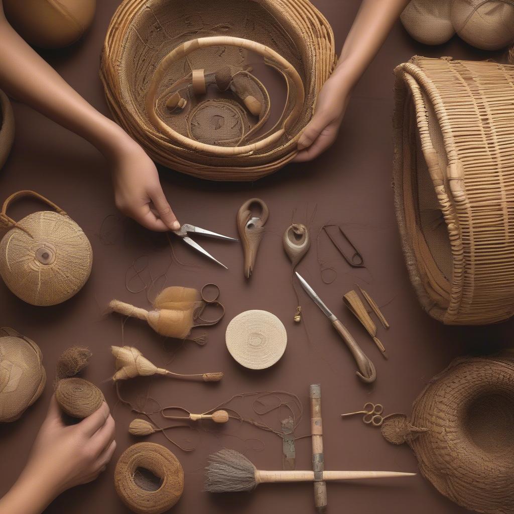 Handmade Weave Basket Purses in an Artisan Workshop