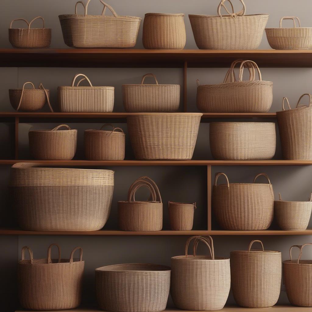 Handmade Wicker Baskets in Different Shapes and Sizes