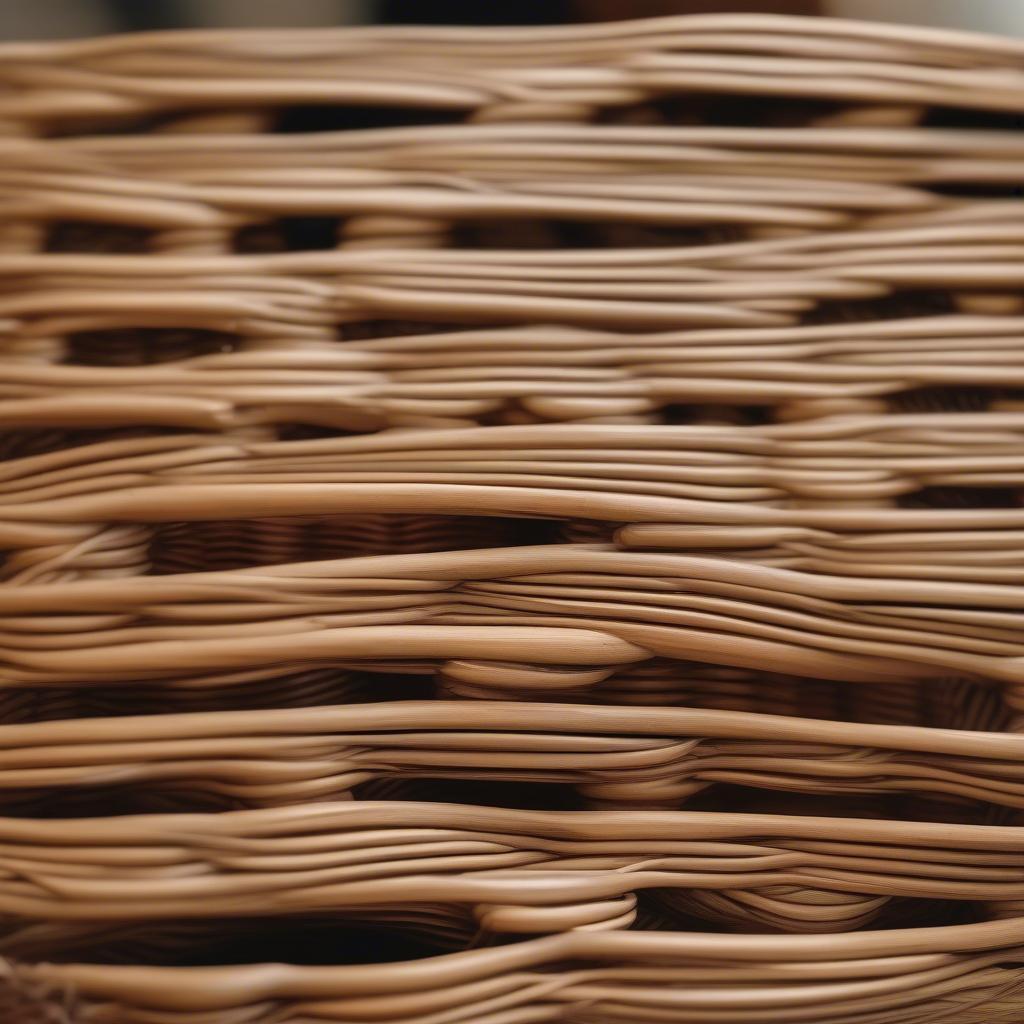 Handwoven rattan basket with intricate details