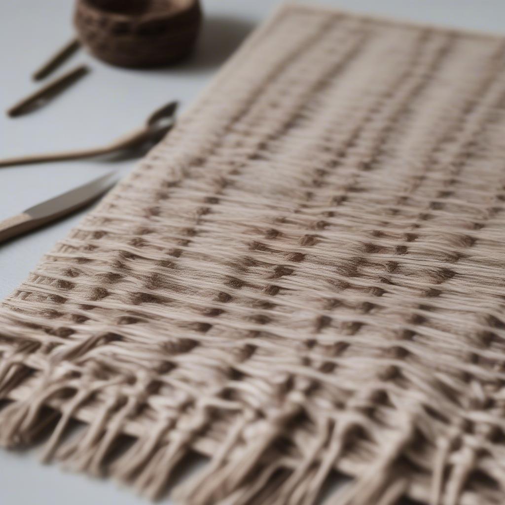 Handwoven table linen placemat project from a master weaver, showcasing intricate patterns and natural fibers.