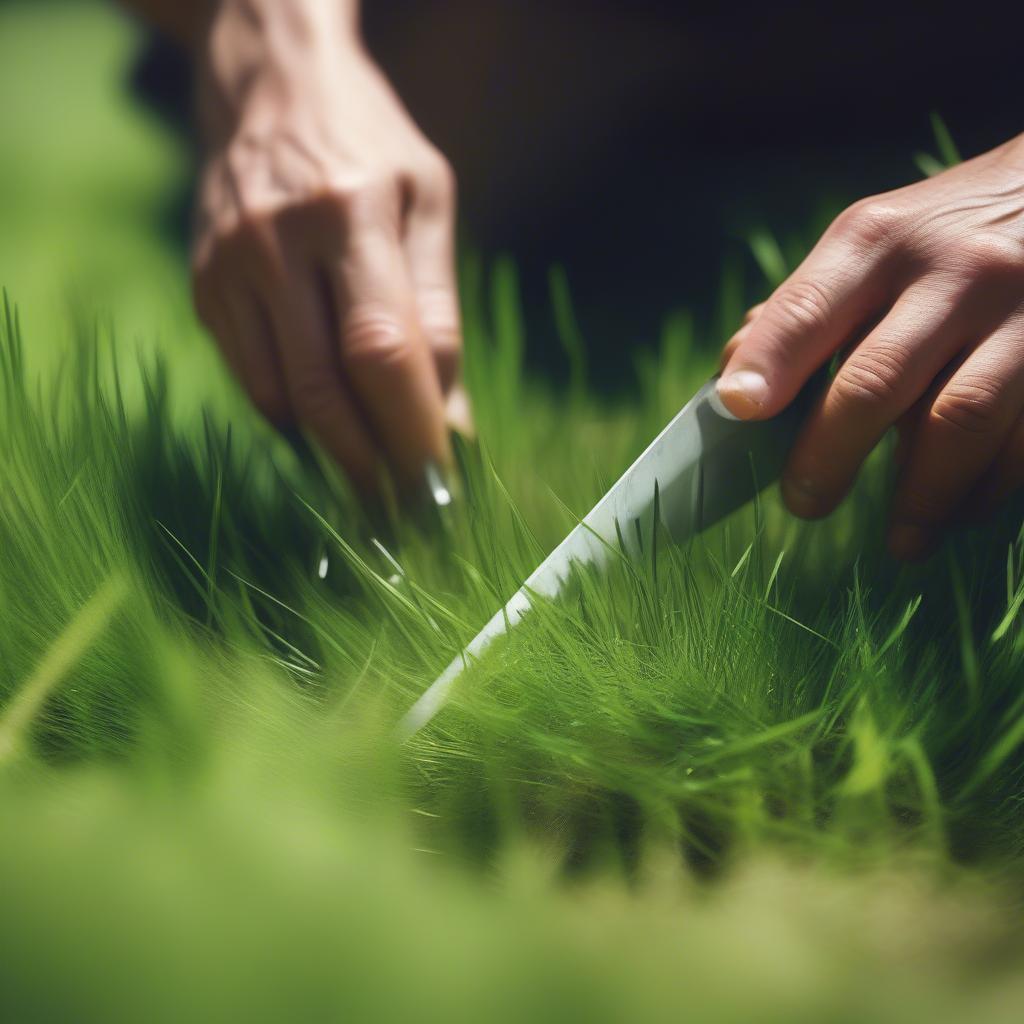 Harvesting grass for basket weaving involves careful selection and cutting of grass stems.