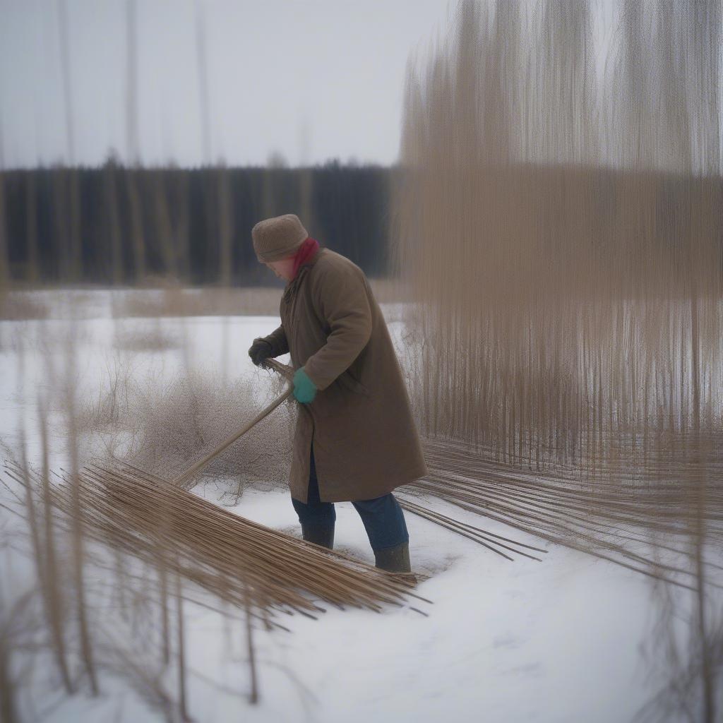 Harvesting Willow Rods in Winter