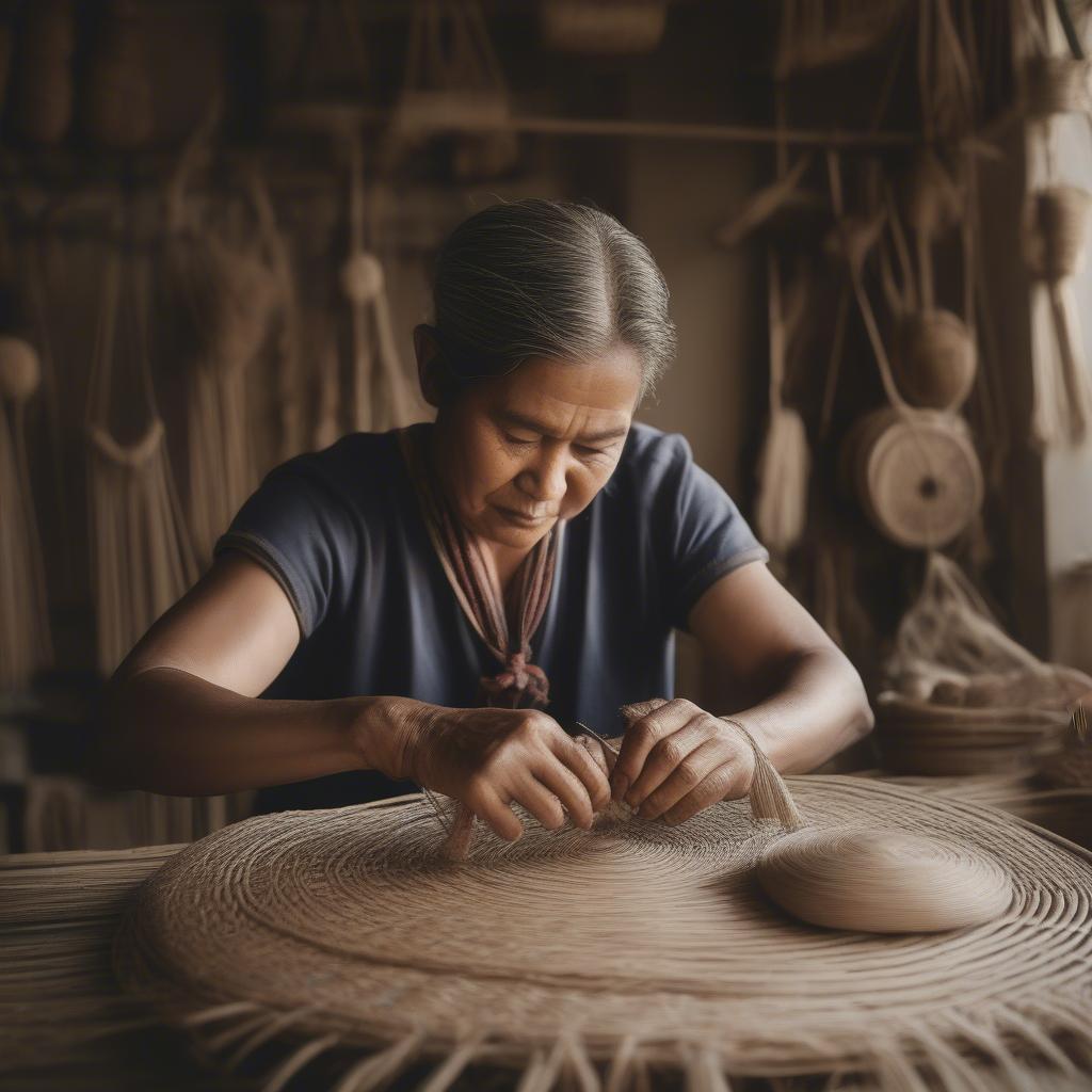 Hermes Artisan Weaving a Bag