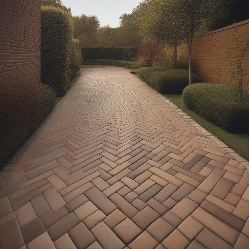 Herringbone Basket Weave Brick Pathway