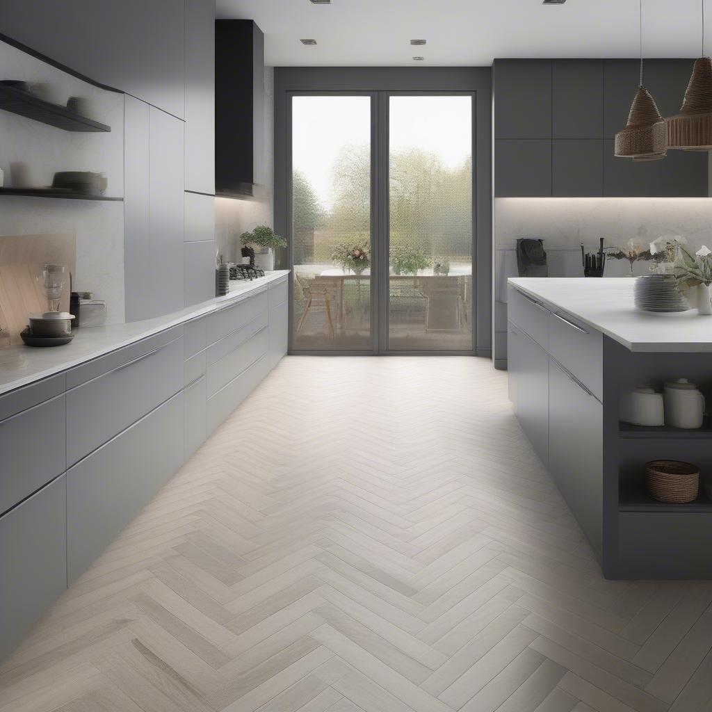 Herringbone Basket Weave Tile in a Kitchen