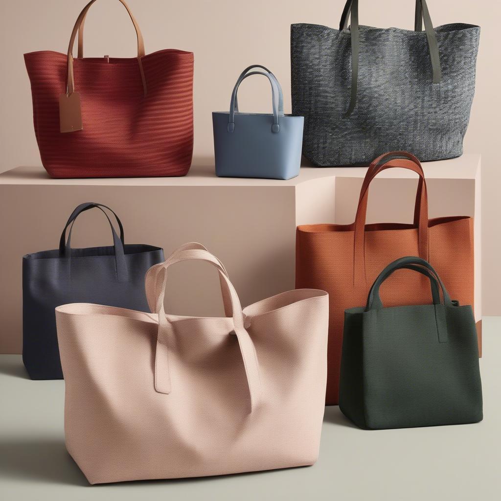 Different color variations of the H&M Jacquard Weave Tote Bag