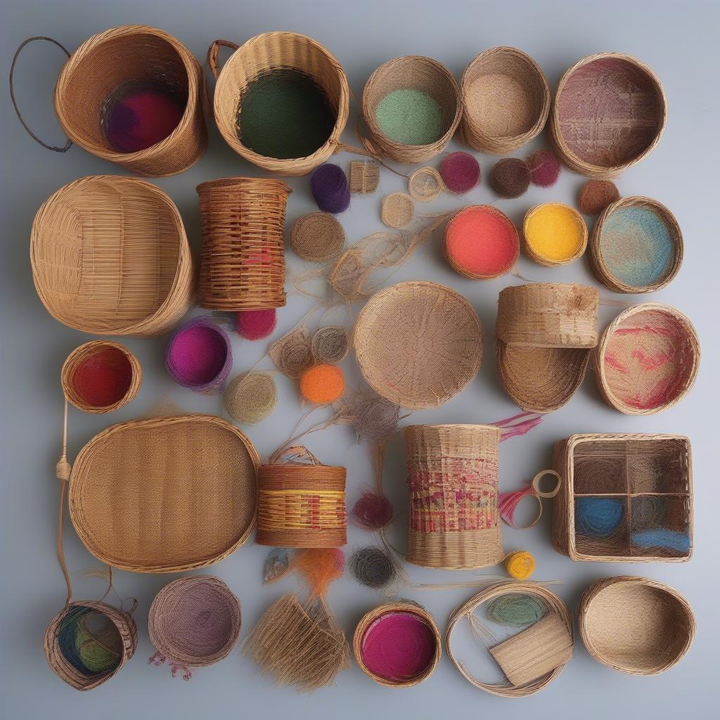 Variety of basket weaving materials at the Holyoke Creative Arts Center