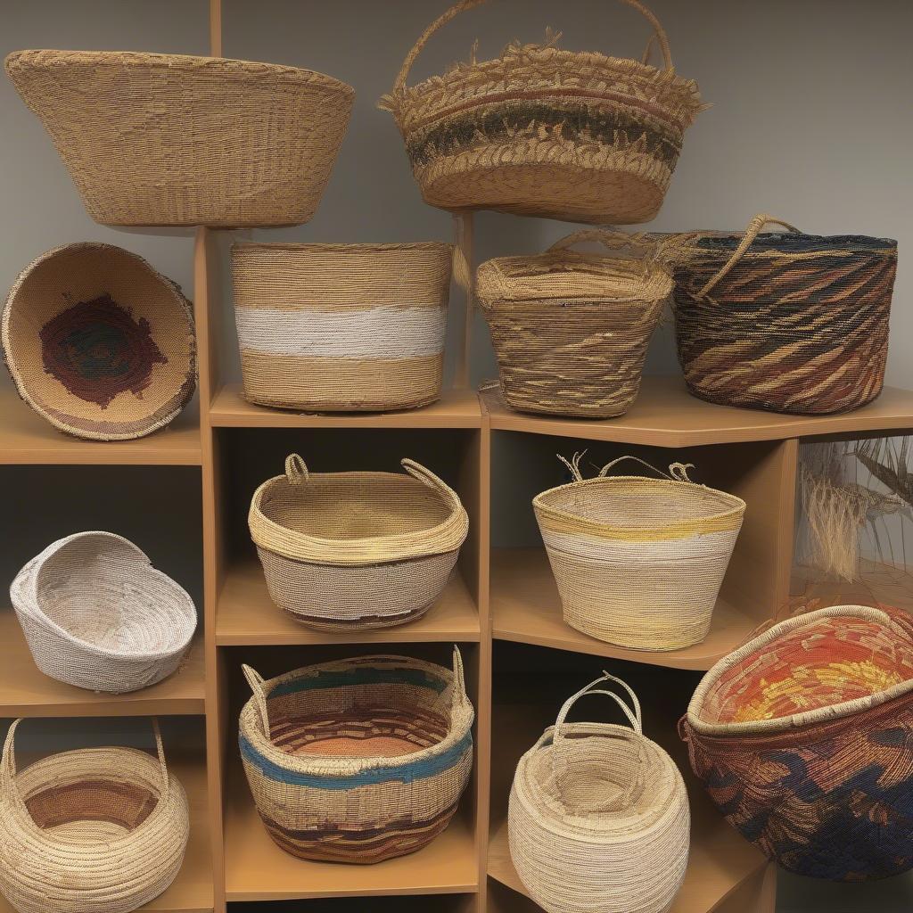 Display of finished baskets at the Holyoke Creative Arts Center