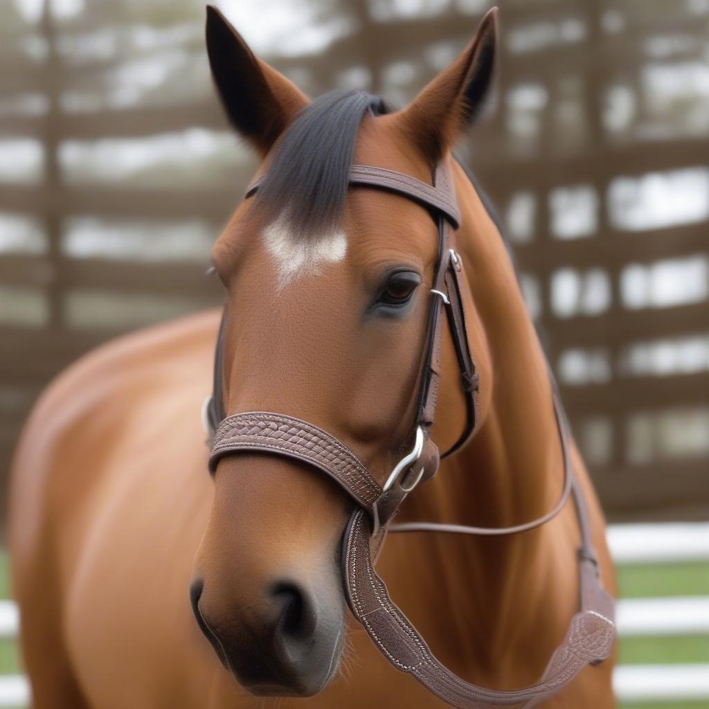 Horse Wearing a Billy Cook Basket Weave Headstall