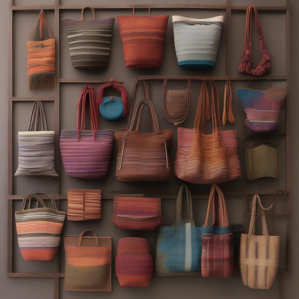 A collection of Hridi Klein bags showcasing different styles, colors, and materials