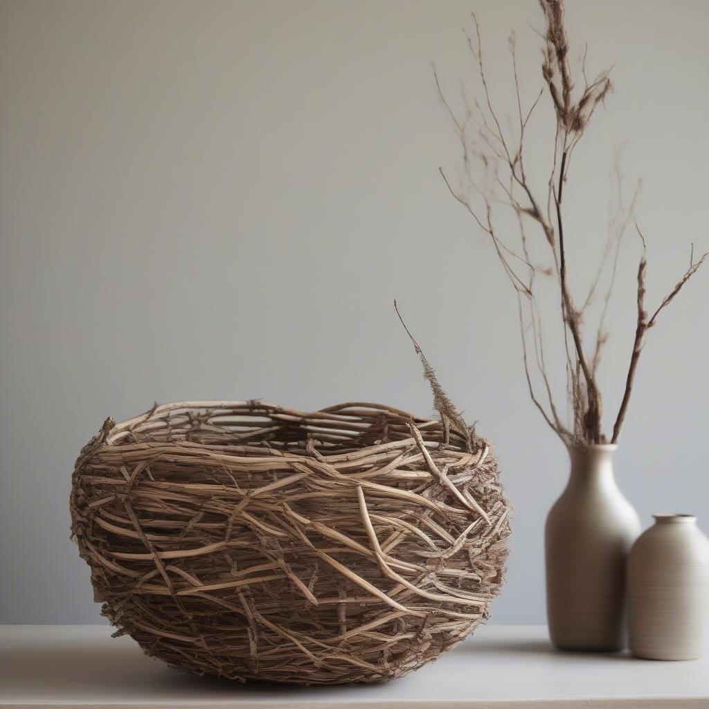 Human-Made Basket Resembling a Bird's Nest