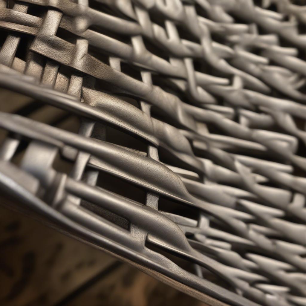 Identifying details of a vintage metal basket weave rocker