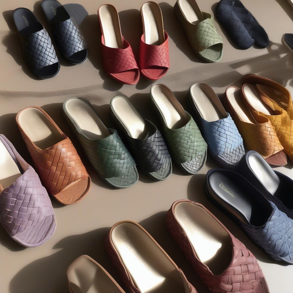 Imogen Basket-Weave Raf Slides in various colors, showcasing versatility