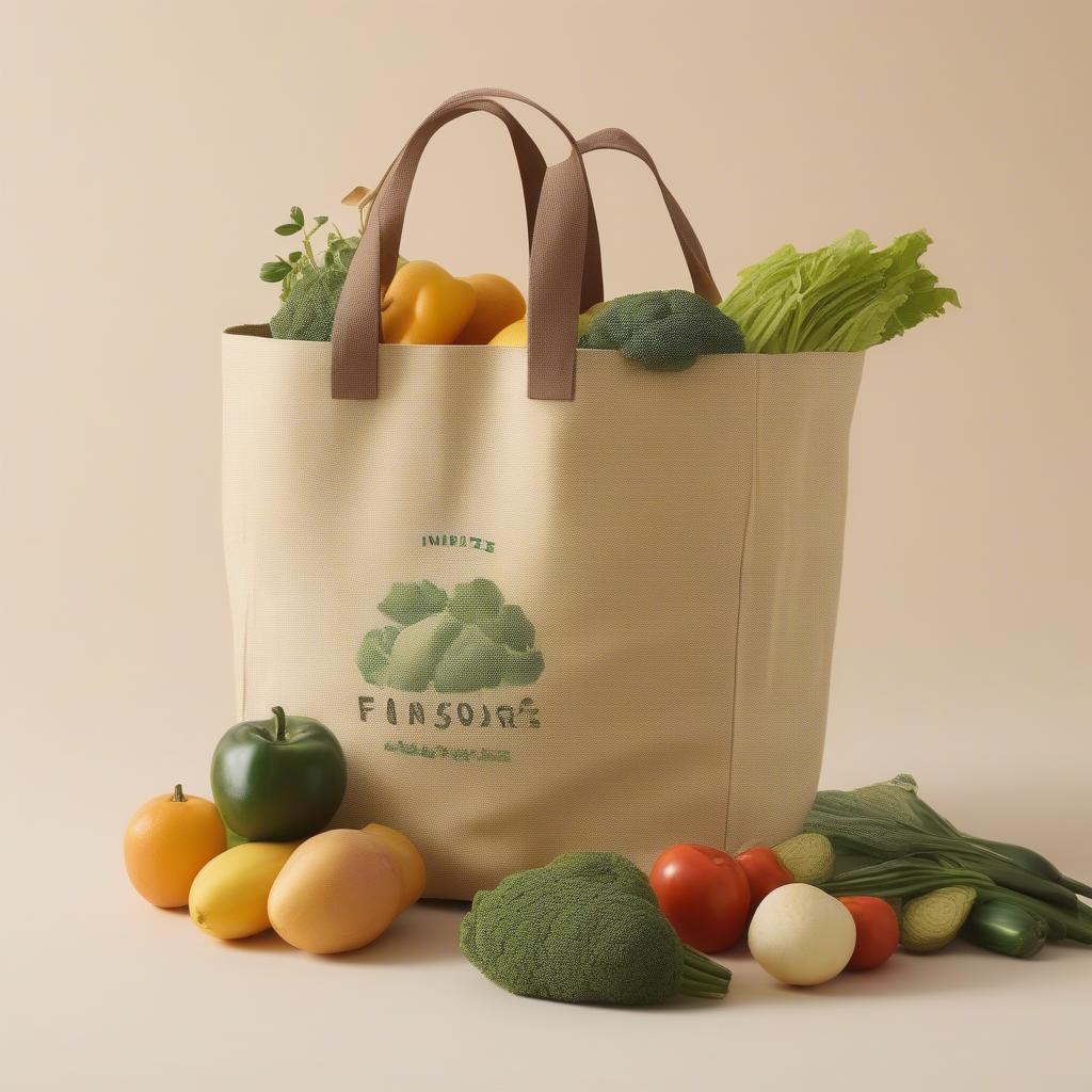 Innisfree Woven Tote Bag Filled with Groceries