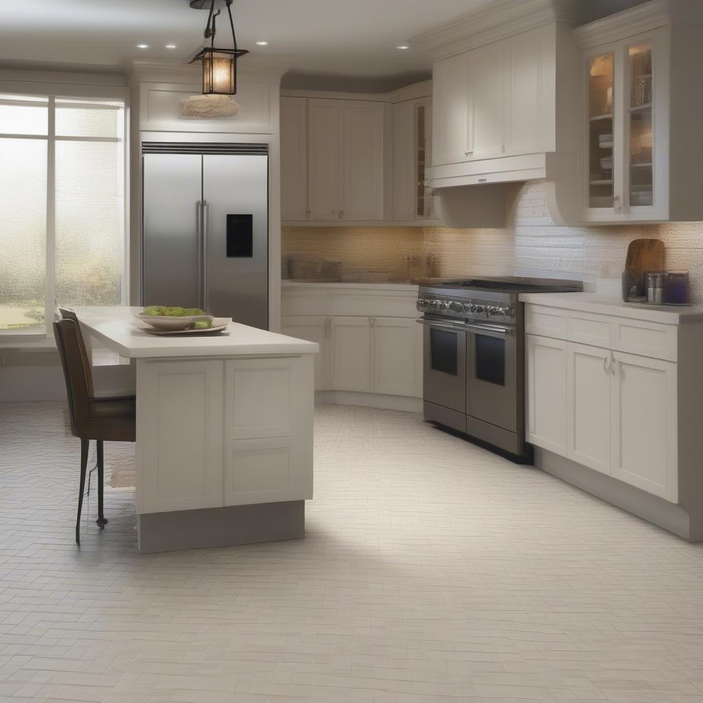 Installed Vinyl Basket Weave Flooring in a Kitchen