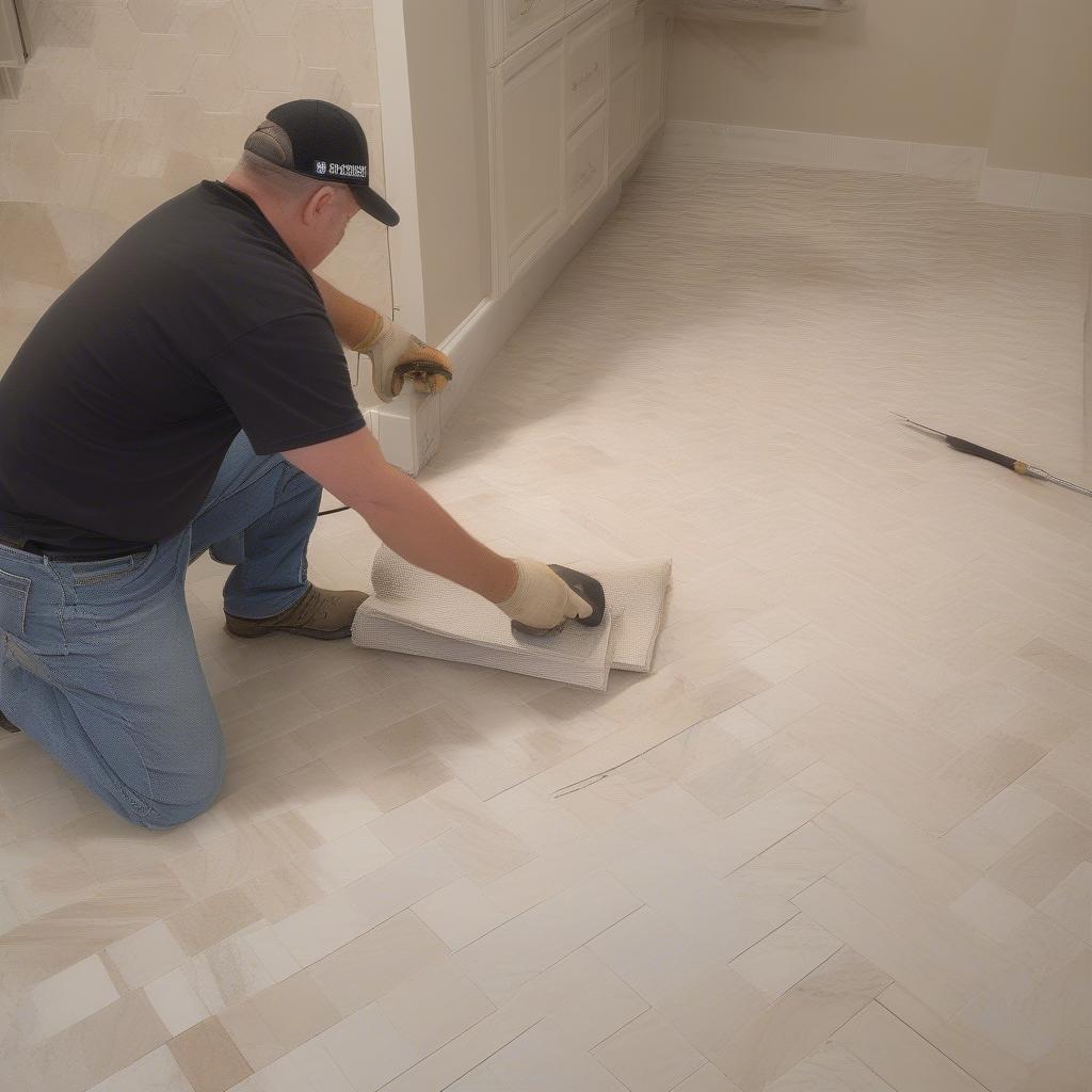 Installing Basket Weave Marble Tile