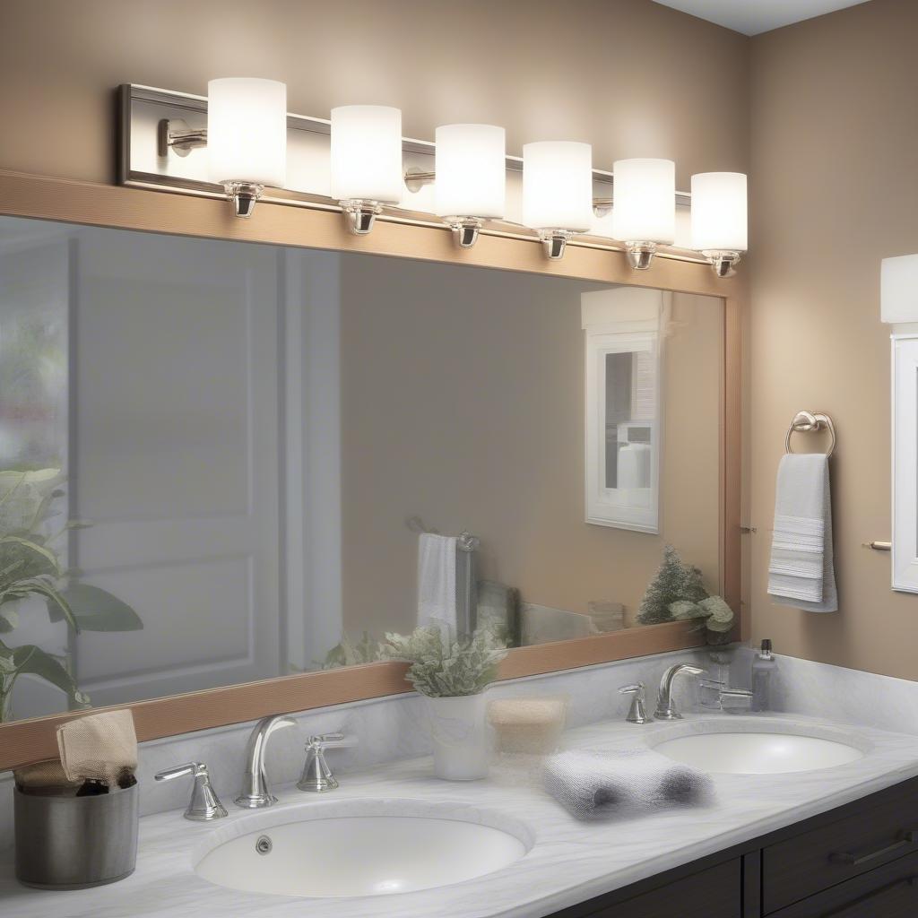 Installing the Brinton 4-light chrome vanity light above a bathroom mirror