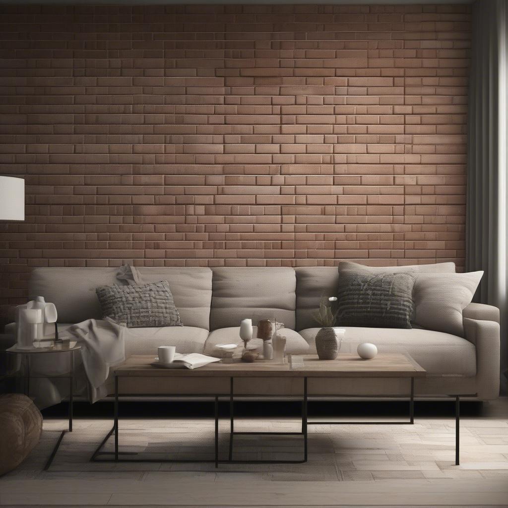 Interior Basket Weave Brick Feature Wall in a Living Room